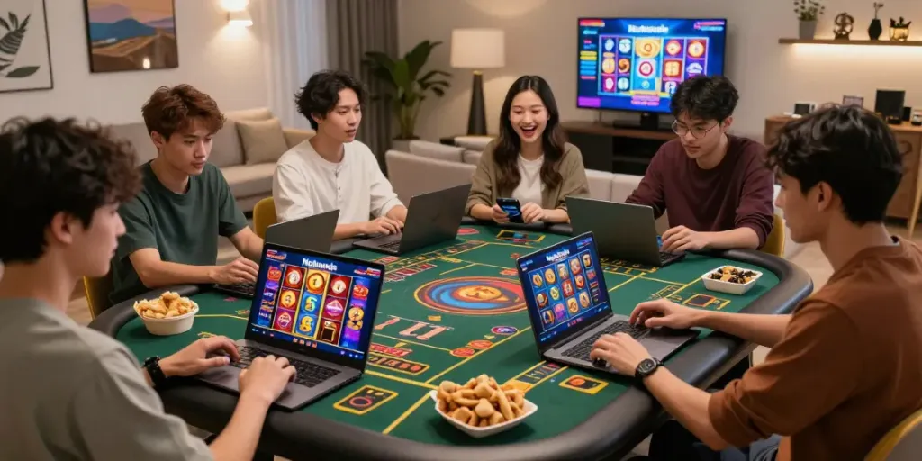 Nohuwin gaming players engaged in online slots and casino games