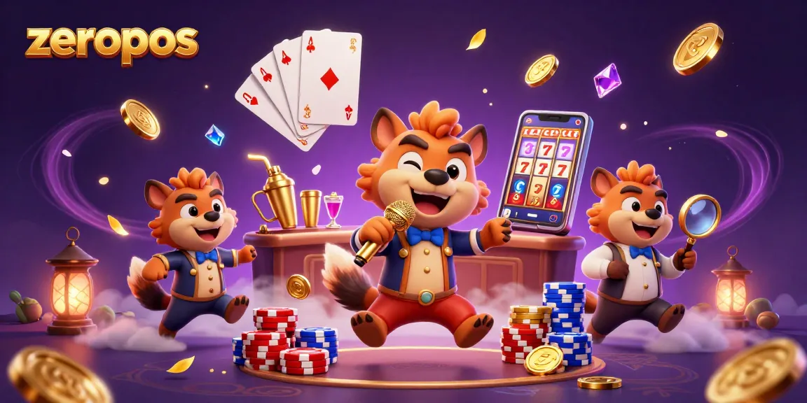 Capture the excitement of the zeropos casino with hyenas as entertainers in a vibrant comedy club scene.