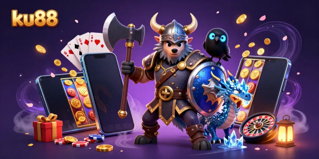Engage with exciting slot gameplay and immersive experiences at ku88, featuring unique Viking and dragon characters.