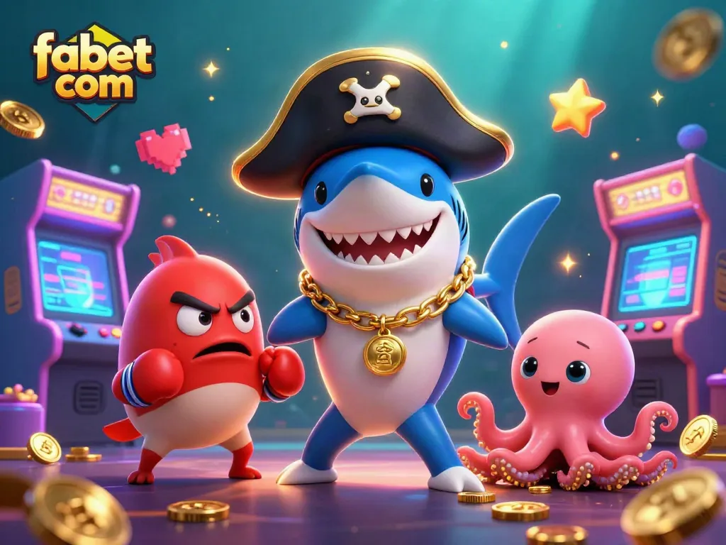 Join the fun at fabet com with a vibrant underwater casino scene featuring colorful characters and gaming elements.