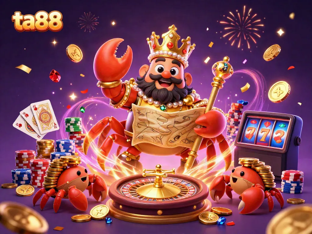Enjoy thrilling gameplay at ta88 with a golden crab emperor and vibrant casino elements!