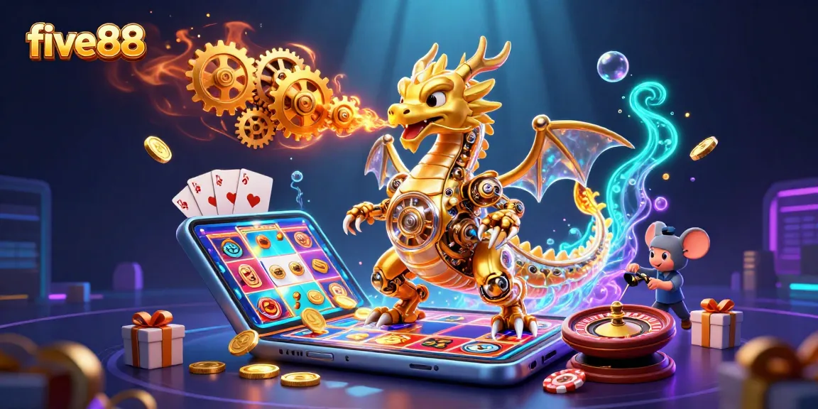 Engage with thrilling five88 slot games featuring a biomechanical dragon and festive prizes.