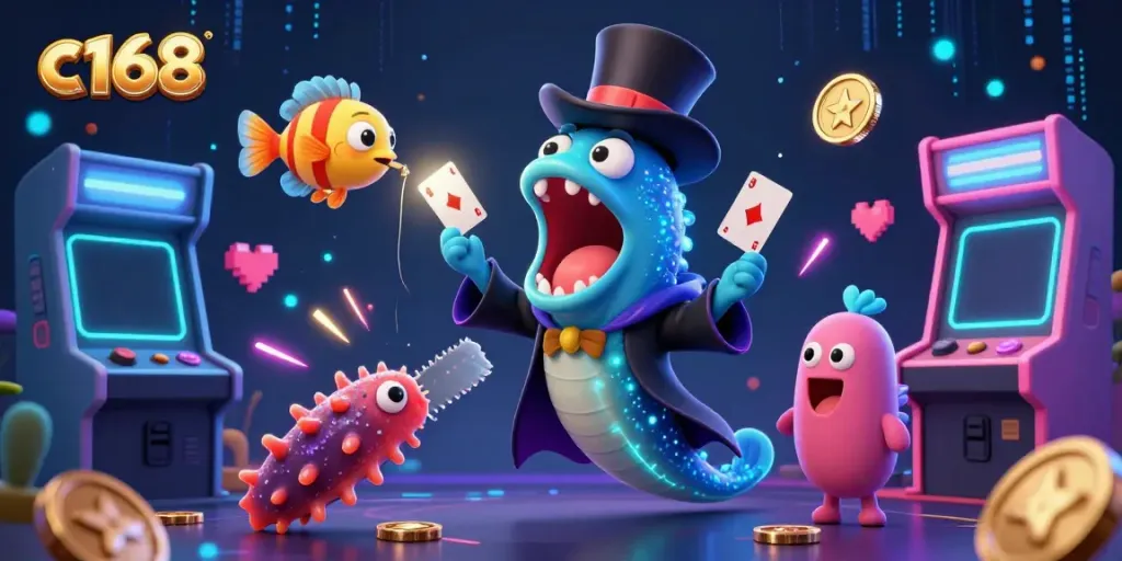C168 embodies the thrill of casino gaming with a whimsical underwater magic show featuring unique sea creatures.
