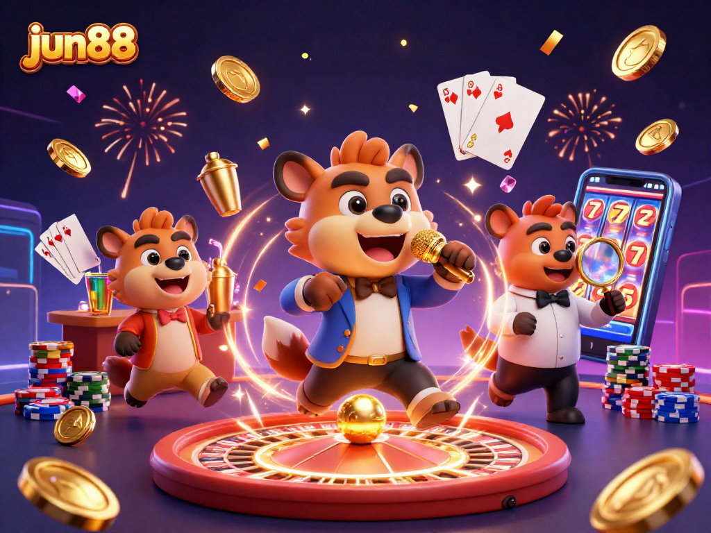 Experience the excitement at jun88 with dynamic casino elements and lively hyena characters.