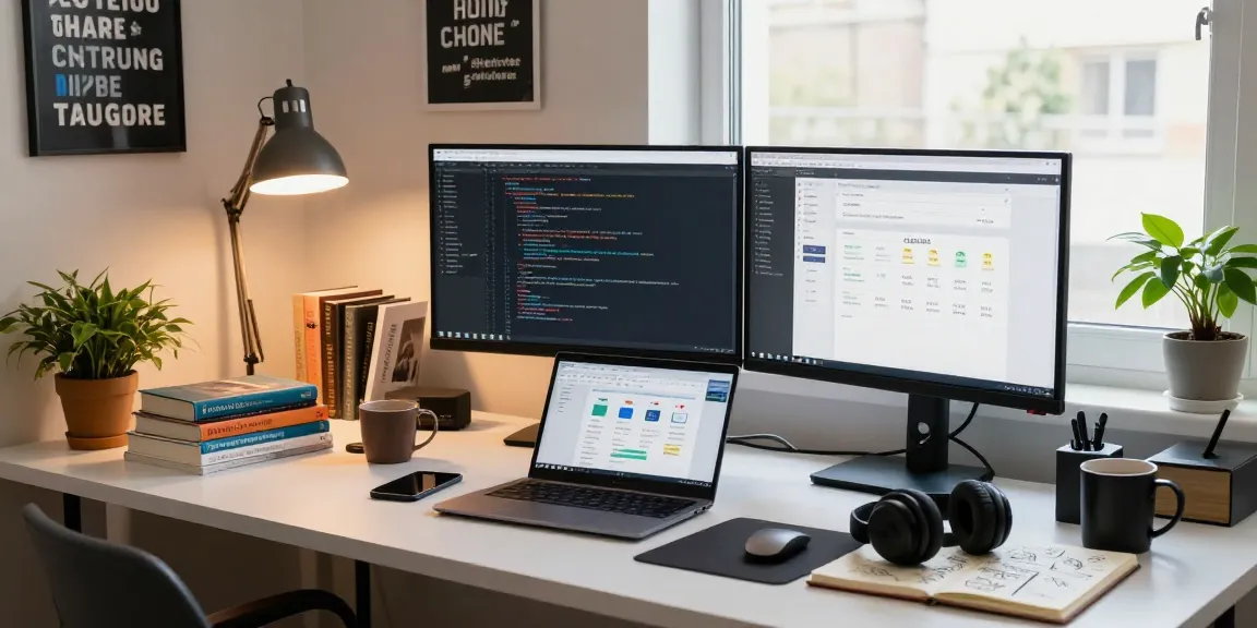 WPS Download at a cozy tech workspace featuring dual monitors and project management tools.