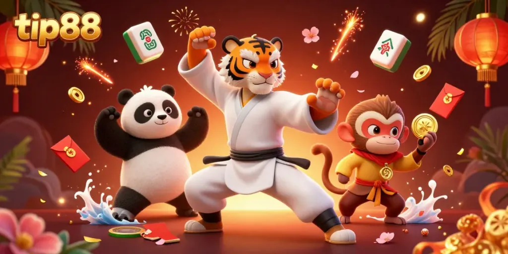 Engage with tip88 gambling strategies featuring animated characters and casino elements in a vibrant scene