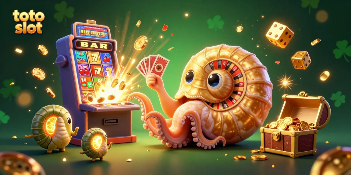 Spin the toto slot to uncover jackpot riches in a vibrant, casino-inspired illustration.