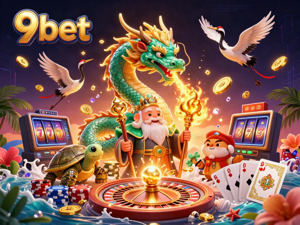 Experience the thrill of winnings at 9bet with dynamic casino characters and golden treasures.