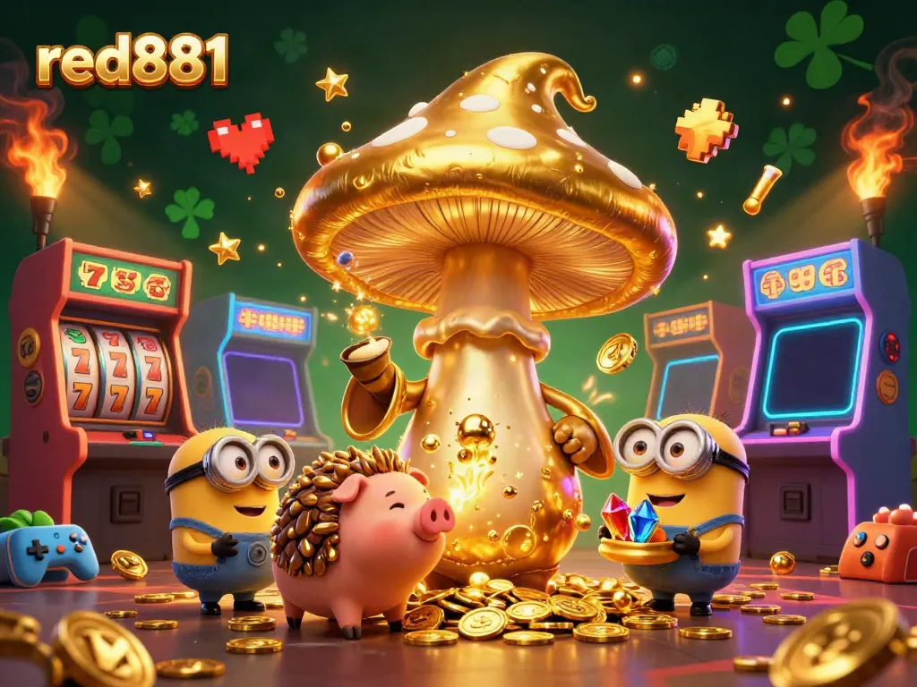 Experience gaming excitement with red881's vibrant casino atmosphere featuring a magical golden wizard.