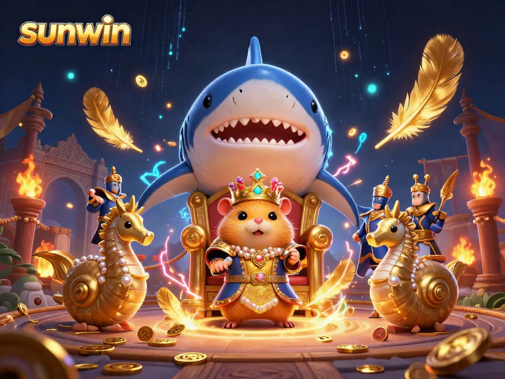 Join the excitement at sunwin with a fierce golden hamster king overseeing thrilling gaming action.