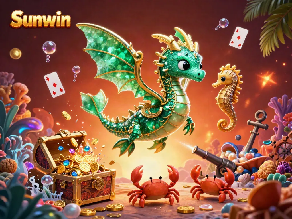 Engage with Sunwin's thrilling underwater adventure, featuring a sea dragon and treasure.