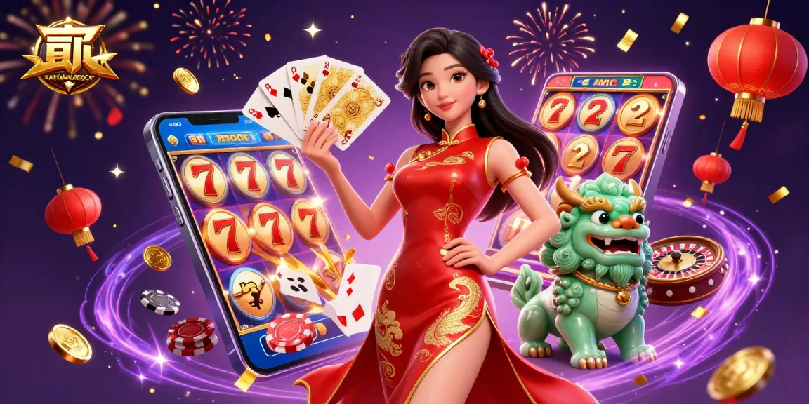 PANGKALANSLOT offers an exciting 3D scene illustrating slot games with vibrant characters, showcasing card playing and casino energy.