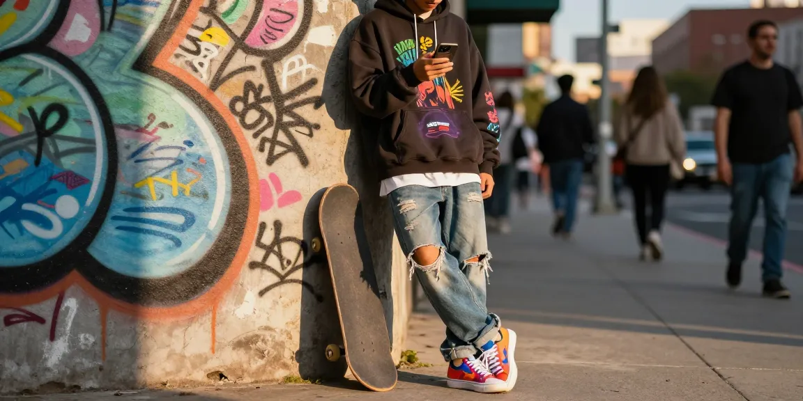 Stylish street fashion featuring rokok88 hoodie in urban setting.