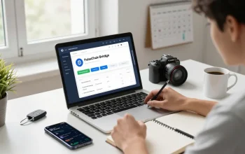 PulseChain Bridge interface displayed on a user's laptop in a modern office, highlighting seamless ETH and PLS transfers.